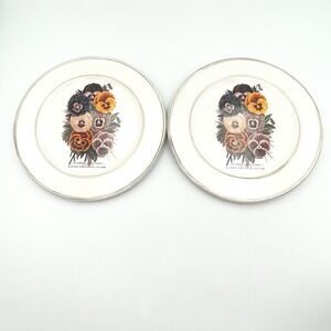 Cracker Barrel Garden Seeds New Imperial German Pansies 8" Plates Set of 2